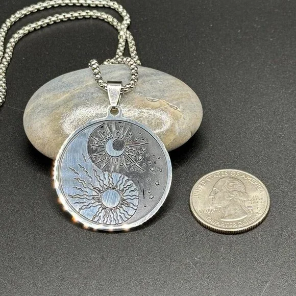 Yin Yang Necklace Pendant Stainless Steel #1457 - Picture 6 of 9